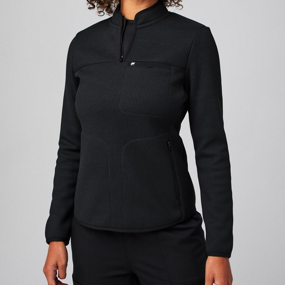 Fabletics Pace Quarter Zip Black Performance Stre… - image 2